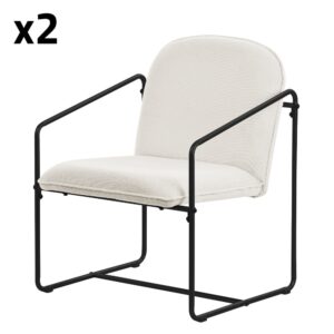 Wohnli Möbelsuche - Relaxsessel 2er Set Beige mit weichem Bezug & schwarzem Stahlgestell