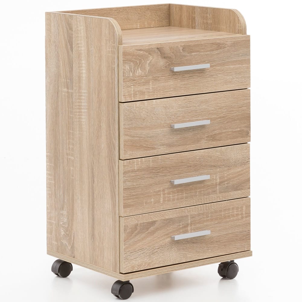 wohnli-moebel-suche-Rollcontainer-mit-4-Schubladen-aus-Spanplatte-Braun Wohnli Möbelsuche - Rollcontainer mit 4 Schubladen aus Spanplatte