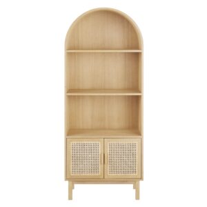 Wohnli Möbelsuche - Runde Bibliothek mit 2 Türen und 3 Nischen aus Rattan-Webstuhl