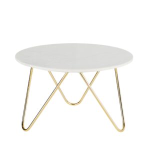 Wohnli Möbelsuche - Runder Couchtisch aus Marmor und messingfarbenem Metall 75 cm