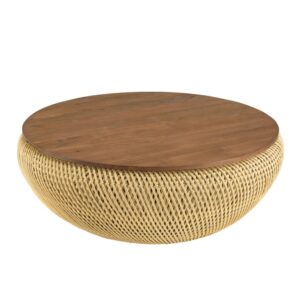 Wohnli Möbelsuche - Runder Couchtisch aus Rattan mit abnehmbarer Tischplatte D100