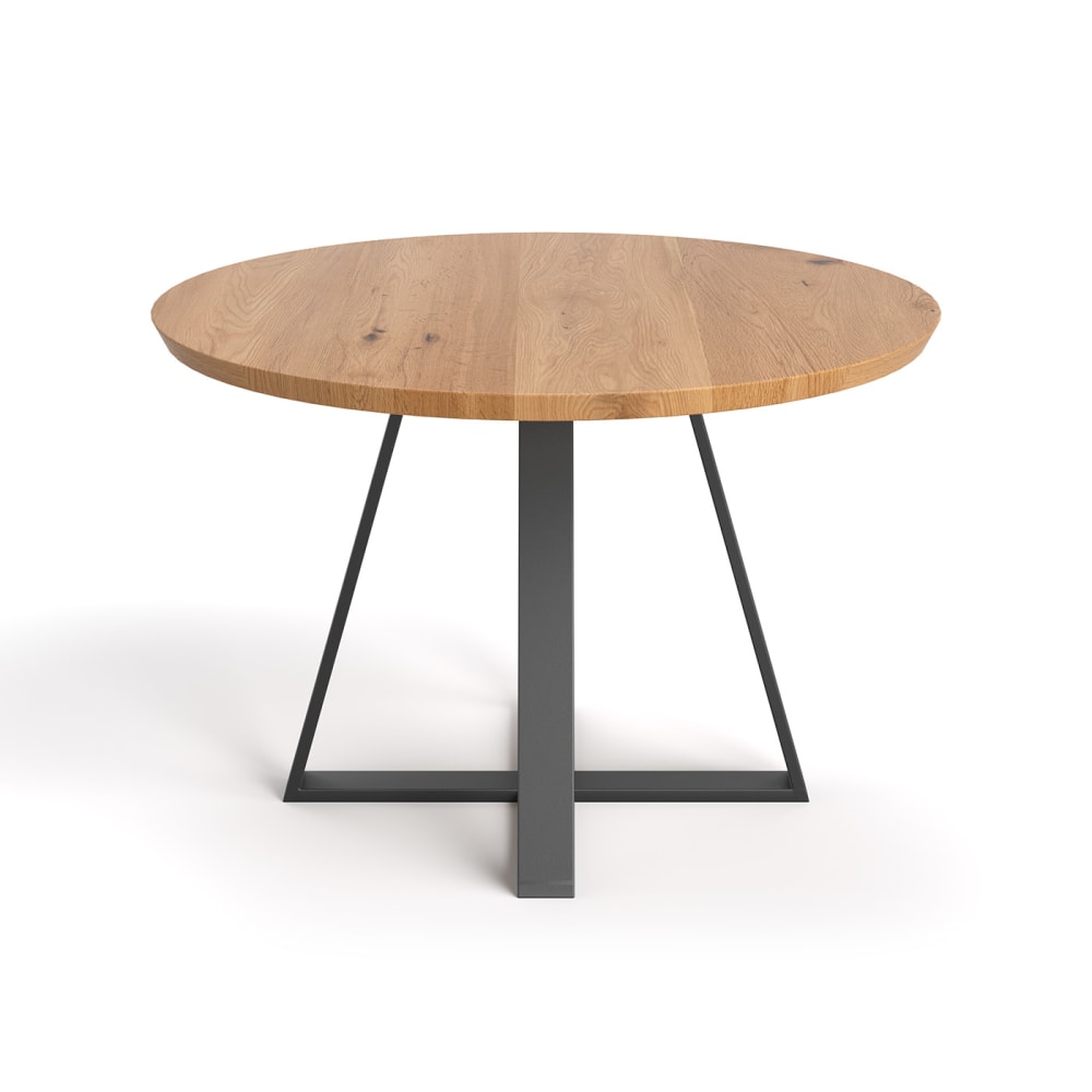 Wohnli Möbelsuche - Runder Eichentisch mit Metallbeinen 110 cm