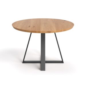 Wohnli Möbelsuche - Runder Eichentisch mit Metallbeinen 130 cm