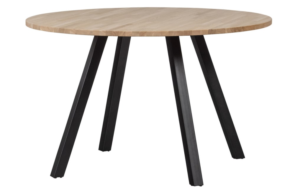 Wohnli Möbelsuche - Runder Esstisch aus Eichenholz und Stahl 120 cm