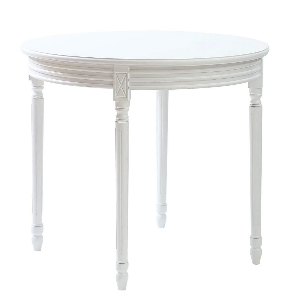 Wohnli Möbelsuche - Runder Esstisch für 4 Personen aus Massivholz Weiß