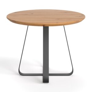 Wohnli Möbelsuche - Runder Tisch aus massiver Eiche mit Metallbeinen 120 cm