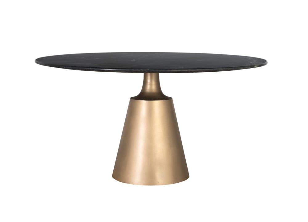 Wohnli Möbelsuche - Runder Tisch aus schwarzem Marmor und einem Sockel 150 cm