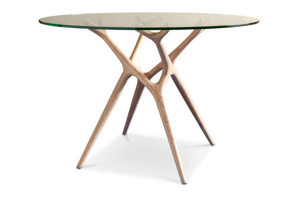wohnli-moebel-suche-Runder-Tisch-fuer-6-Personen-aus-Glas-und-Esche-beige Wohnli Möbelsuche - Runder Tisch für 6 Personen aus Glas und Esche