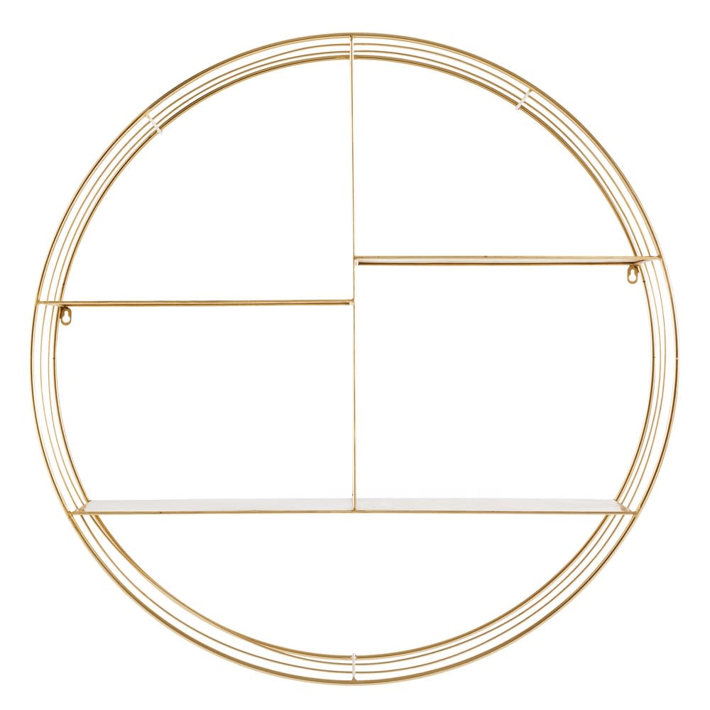 Wohnli Möbelsuche - Rundes Wandregal aus goldfarbenem Metall