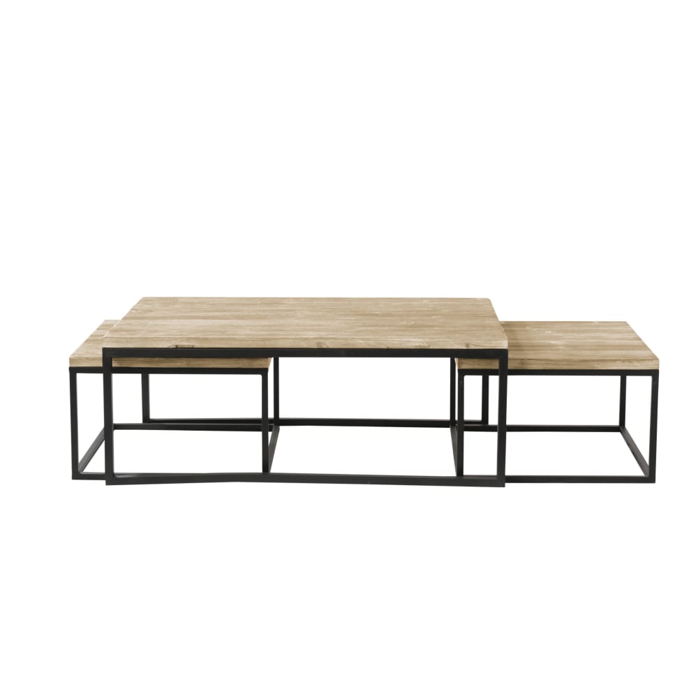 Wohnli Möbelsuche - Satzcouchtische im Industrial-Stil aus massivem Tannenholz und Metall