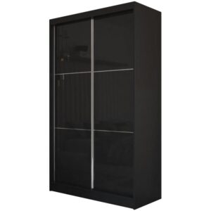wohnli-moebel-suche-Schiebetuerenschrank-mit-Lacobel-120x216-schwarz Wohnli Möbelsuche - Schiebetürenschrank mit Lacobel