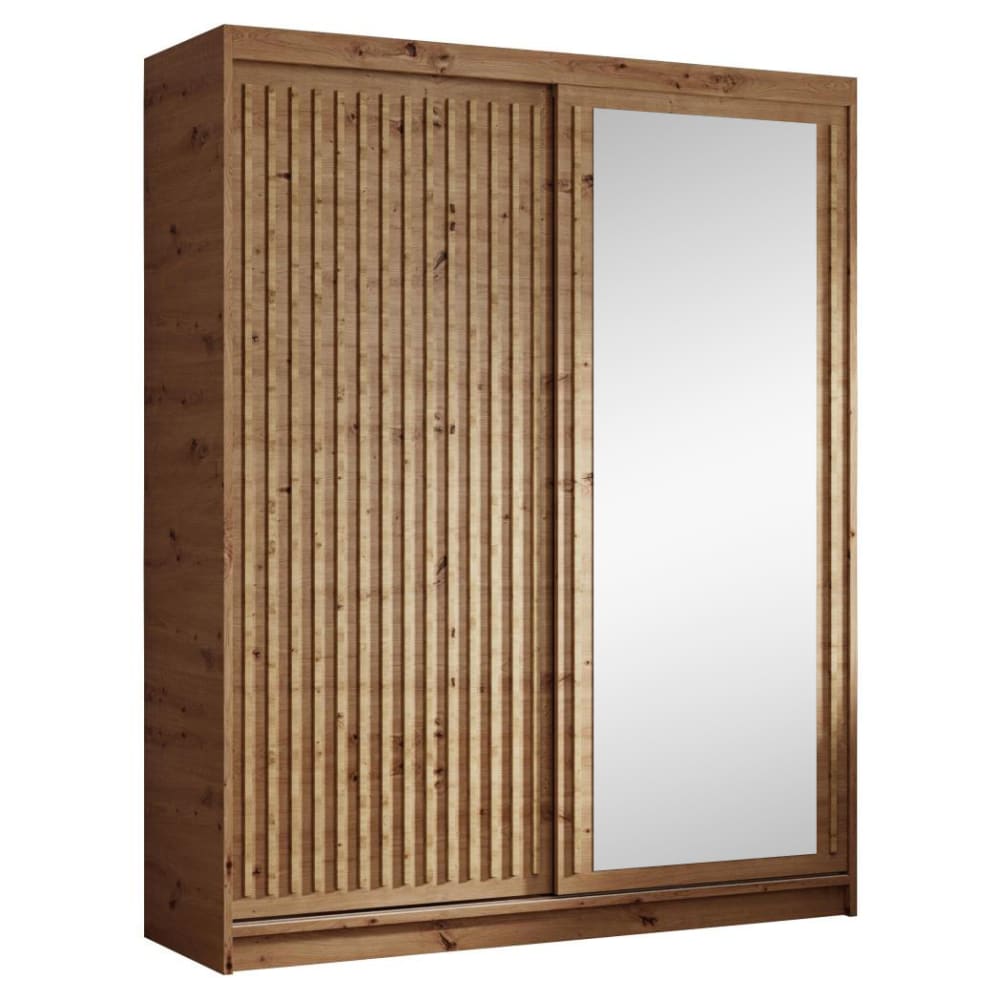 wohnli-moebel-suche-Schiebetuerenschrank-mit-Lamellen-100-cm-eiche-Artisan Wohnli Möbelsuche - Schiebetürenschrank mit Lamellen 100 cm