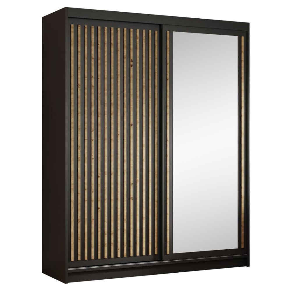 wohnli-moebel-suche-Schiebetuerenschrank-mit-Lamellen-120-cm-Schwarz Wohnli Möbelsuche - Schiebetürenschrank mit Lamellen 120 cm