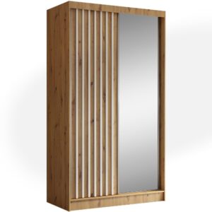 wohnli-moebel-suche-Schiebetuerenschrank-mit-Lamellen-120-cm-eiche-Artisanweiss Wohnli Möbelsuche - Schiebetürenschrank mit Lamellen 120 cm eiche Artisan+weiß