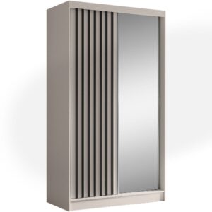 wohnli-moebel-suche-Schiebetuerenschrank-mit-Lamellen-120-cm-kaschmirschwarz Wohnli Möbelsuche - Schiebetürenschrank mit Lamellen 120 cm kaschmir+schwarz