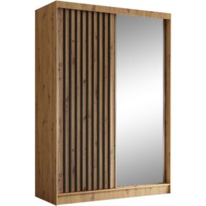 wohnli-moebel-suche-Schiebetuerenschrank-mit-Lamellen-150-cm-eiche-Artisanschwarz Wohnli Möbelsuche - Schiebetürenschrank mit Lamellen 150 cm eiche Artisan+schwarz