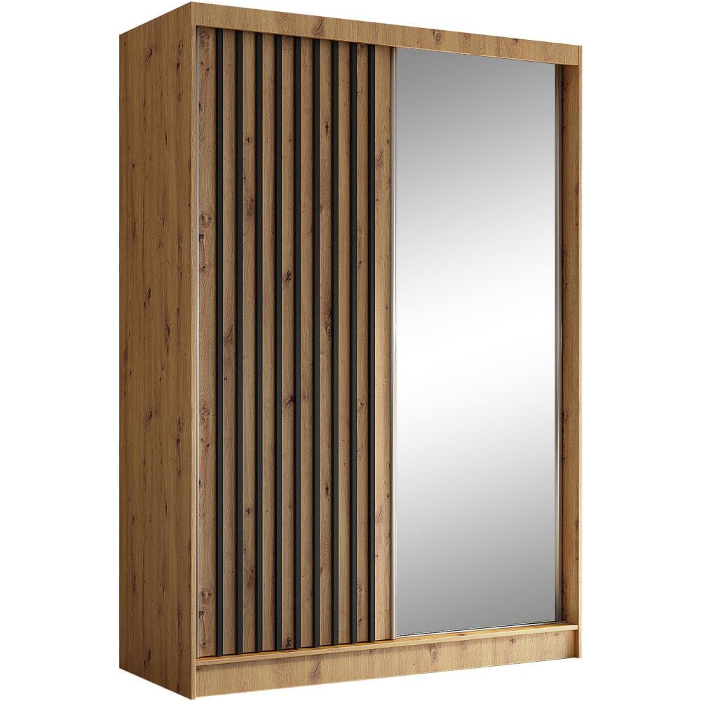 wohnli-moebel-suche-Schiebetuerenschrank-mit-Lamellen-150-cm-eiche-Artisanschwarz Wohnli Möbelsuche - Schiebetürenschrank mit Lamellen 150 cm eiche Artisan+schwarz