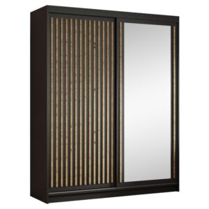 wohnli-moebel-suche-Schiebetuerenschrank-mit-Lamellen-160-cm-Schwarz Wohnli Möbelsuche - Schiebetürenschrank mit Lamellen 160 cm