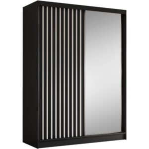 wohnli-moebel-suche-Schiebetuerenschrank-mit-Lamellen-160-cm-schwarzweiss Wohnli Möbelsuche - Schiebetürenschrank mit Lamellen 160 cm schwarz+weiß