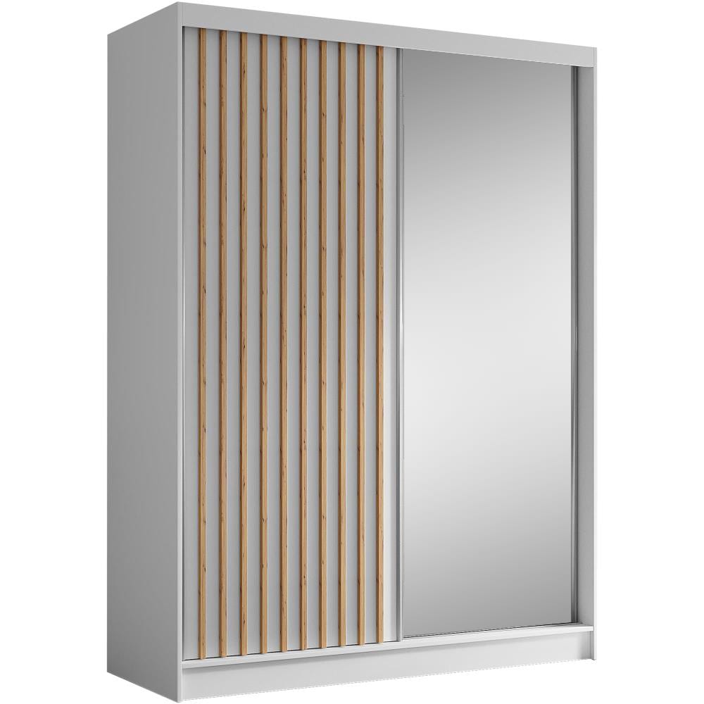 wohnli-moebel-suche-Schiebetuerenschrank-mit-Lamellen-160-cm-weisseiche-Artisan Wohnli Möbelsuche - Schiebetürenschrank mit Lamellen 160 cm weiß+eiche Artisan