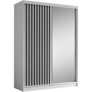 wohnli-moebel-suche-Schiebetuerenschrank-mit-Lamellen-160-cm-weissschwarz Wohnli Möbelsuche - Schiebetürenschrank mit Lamellen 160 cm weiß+schwarz