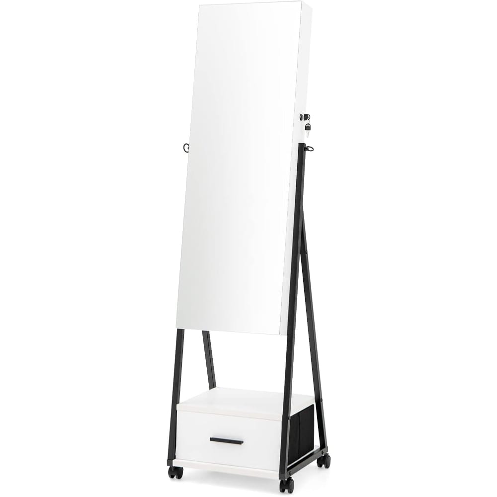 wohnli-moebel-suche-Schmuckschrank-aus-Holz-42x38x157cm-Weiss Wohnli Möbelsuche - Schmuckschrank aus Holz 42x38x157cm