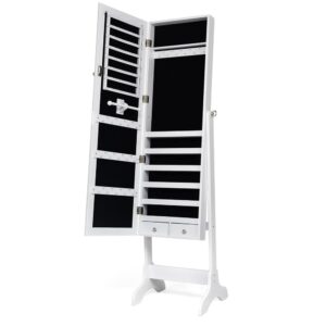 wohnli-moebel-suche-Schmuckschrank-aus-Holz-46x37x155cm-Weiss Wohnli Möbelsuche - Schmuckschrank aus Holz 46x37x155cm