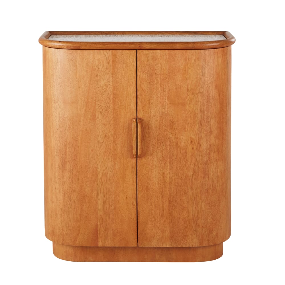 Wohnli Möbelsuche - Schrank aus massivem Mangoholz mit Terrazzo-Oberfläche