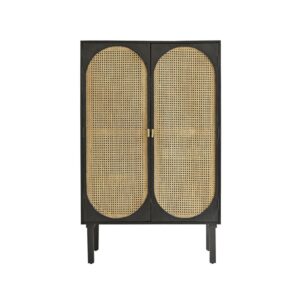 Wohnli Möbelsuche - Schrank aus massivem Mangoholz und Rohrgeflecht 90 cm