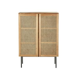 Wohnli Möbelsuche - Schrank aus massivem Mindi und Rohrgeflecht 100 cm