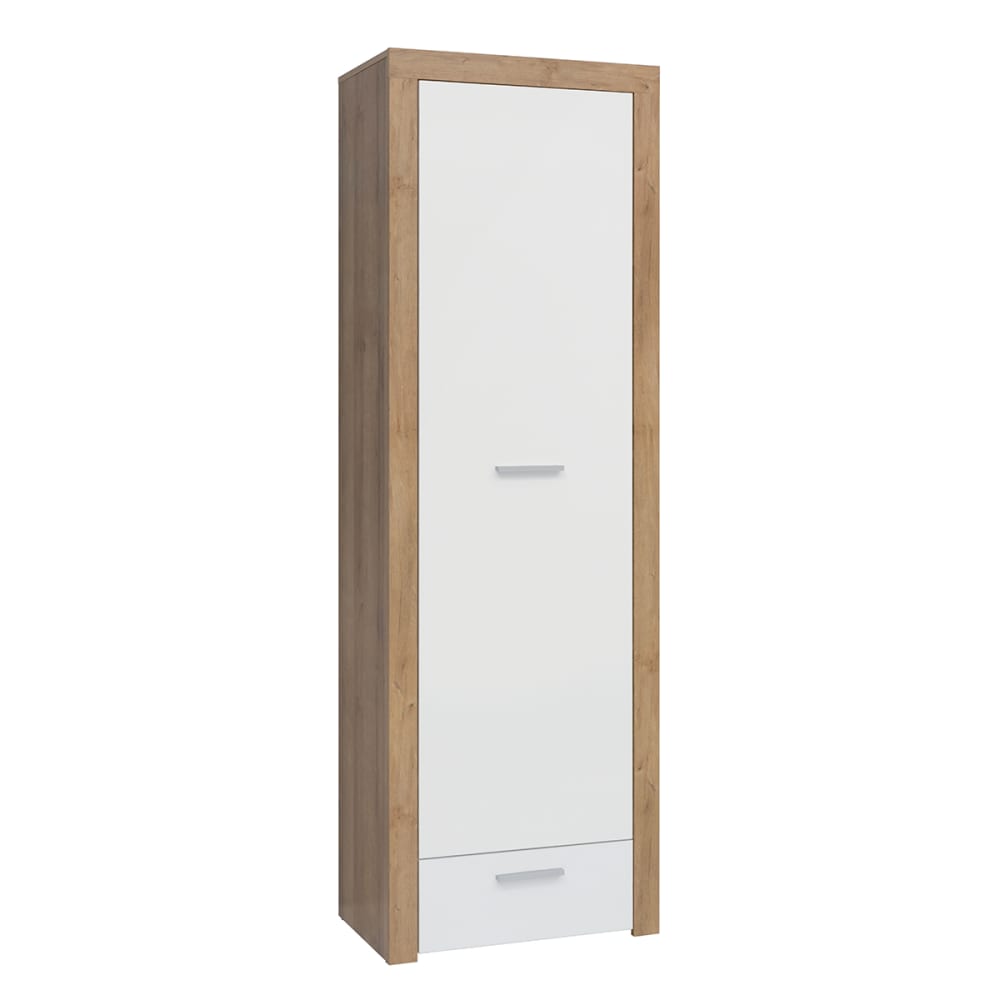 wohnli-moebel-suche-Schrank-mit-1-Schublade-und-1-Tuer-Weiss-und-Holzoptik-192cm Wohnli Möbelsuche - Schrank mit 1 Schublade und 1 Tür
