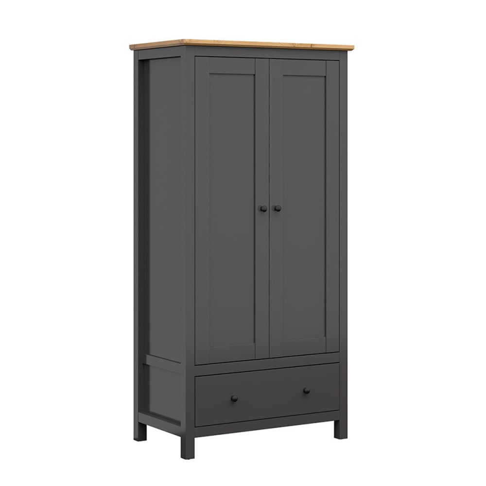 wohnli-moebel-suche-Schrank-mit-1-Schublade-und-2-Tueren-Grau-und-Holzoptik-203cm Wohnli Möbelsuche - Schrank mit 1 Schublade und 2 Türen