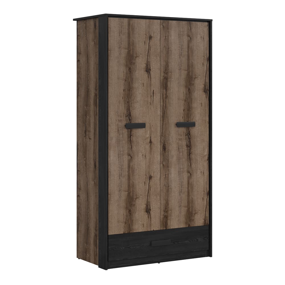 wohnli-moebel-suche-Schrank-mit-1-Schublade-und-2-Tueren-Holzoptik-und-Schwarz-195cm Wohnli Möbelsuche - Schrank mit 1 Schublade und 2 Türen