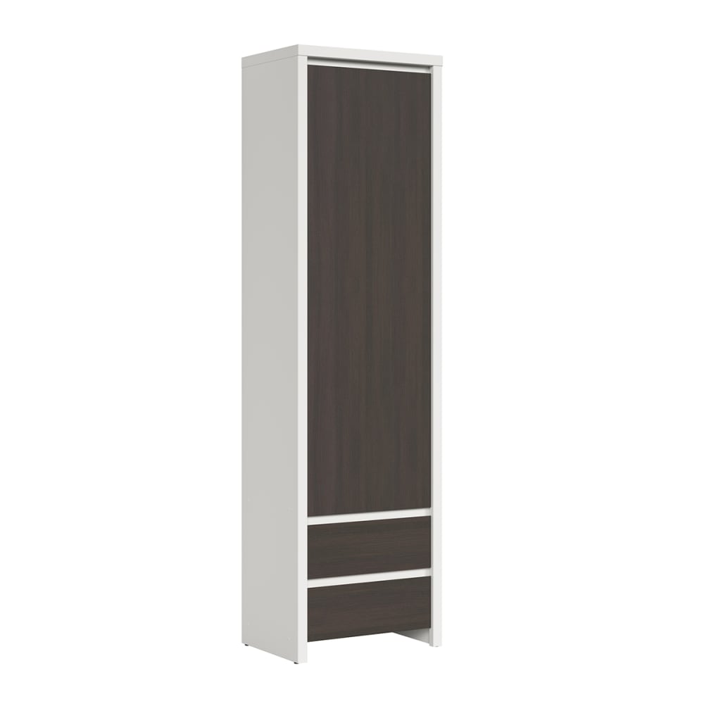 wohnli-moebel-suche-Schrank-mit-2-Schubladen-und-1-Tuer-Weiss-und-Dunkle-Holzoptik-200.5cm Wohnli Möbelsuche - Schrank mit 2 Schubladen und 1 Tür