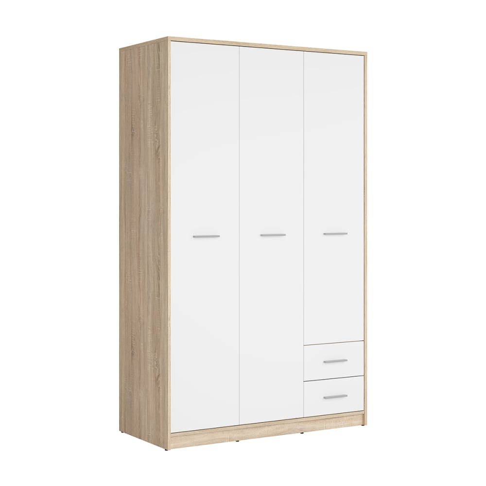 wohnli-moebel-suche-Schrank-mit-2-Schubladen-und-3-Tueren-Holzoptik-und-Weiss-197cm Wohnli Möbelsuche - Schrank mit 2 Schubladen und 3 Türen
