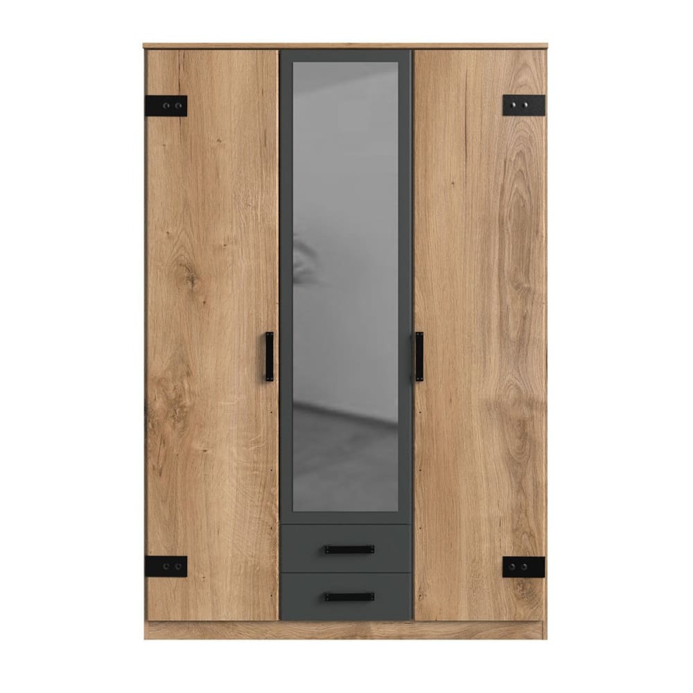 wohnli-moebel-suche-Schrank-mit-2-Tueren-Eichenholzoptik-1-Spiegeltuer-und-2-Schubladen Wohnli Möbelsuche - Schrank
