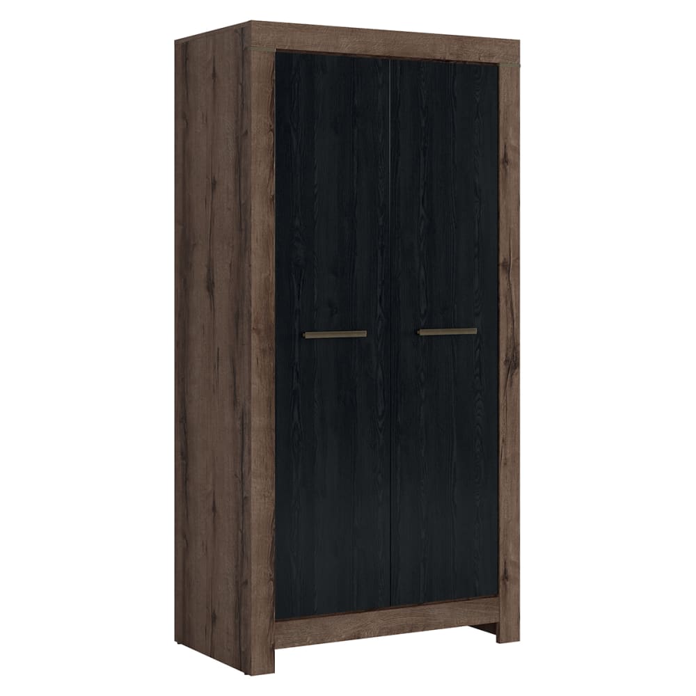 wohnli-moebel-suche-Schrank-mit-2-Tueren-Holzoptik-und-Schwarz-195cm Wohnli Möbelsuche - Schrank mit 2 Türen