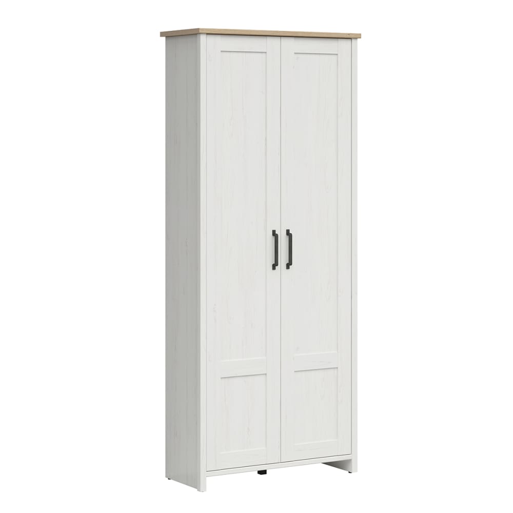 wohnli-moebel-suche-Schrank-mit-2-Tueren-Weiss-und-Holzoptik-201cm Wohnli Möbelsuche - Schrank mit 2 Türen