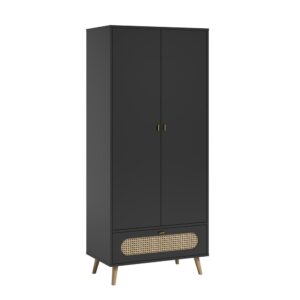 Wohnli Möbelsuche - Schrank mit 2 Türen und 1 Schublade aus Rattan L85 x H195 cm