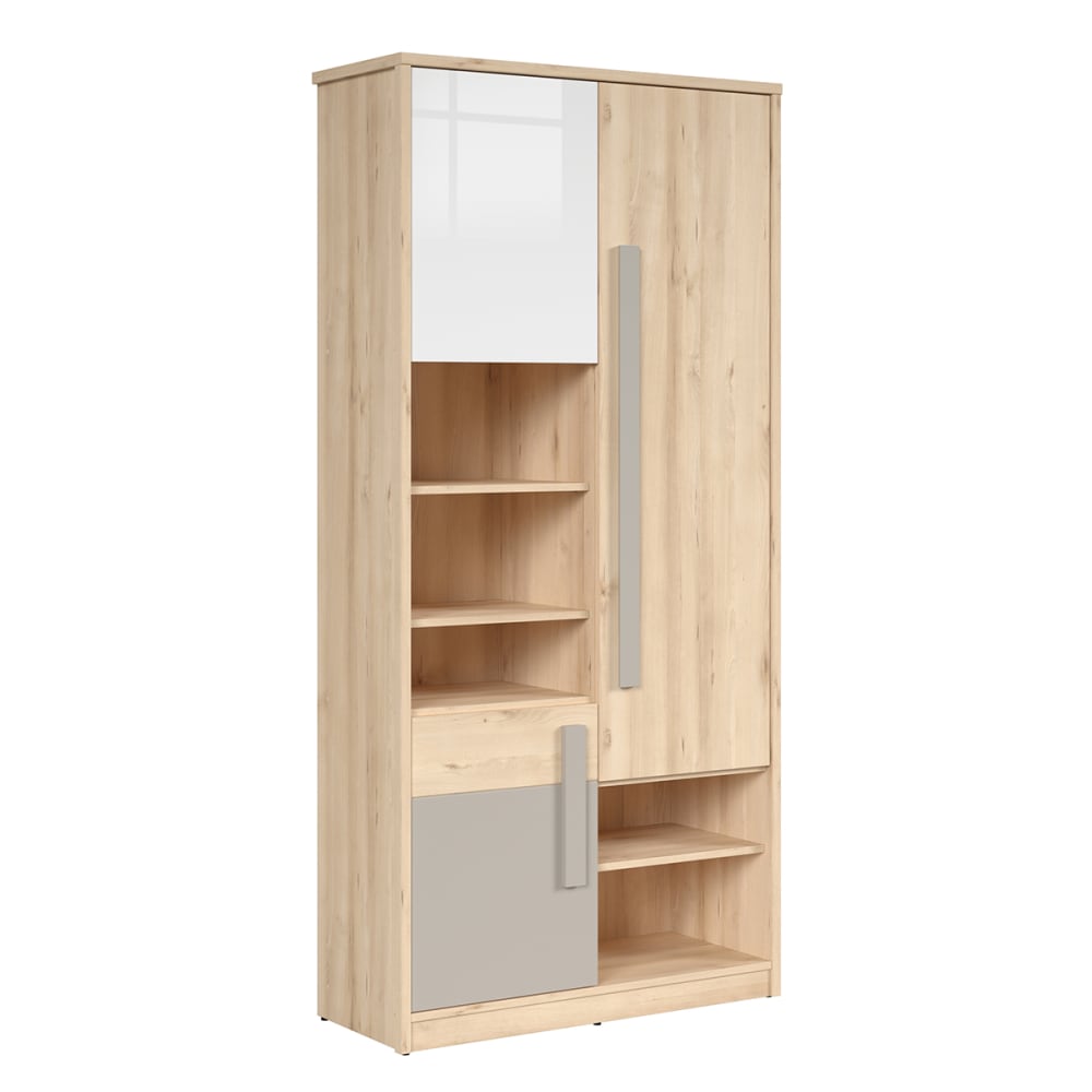 wohnli-moebel-suche-Schrank-mit-3-Tueren-Holzoptik-und-Grau-198.5cm Wohnli Möbelsuche - Schrank mit 3 Türen