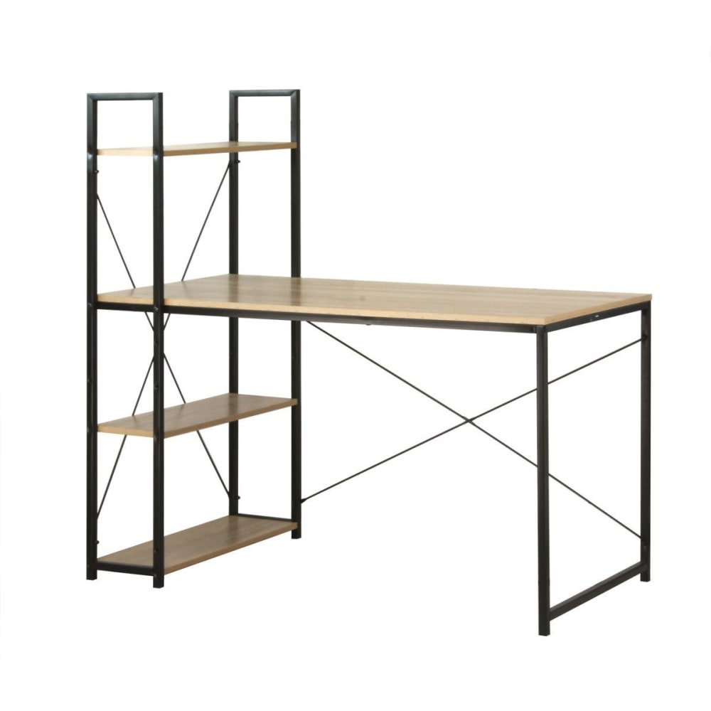 wohnli-moebel-suche-Schreibtisch-L120cm-mit-4-Regalen-im-Industrial-Stil-Braun Wohnli Möbelsuche - Schreibtisch L120cm mit 4 Regalen im Industrial-Stil - Braun