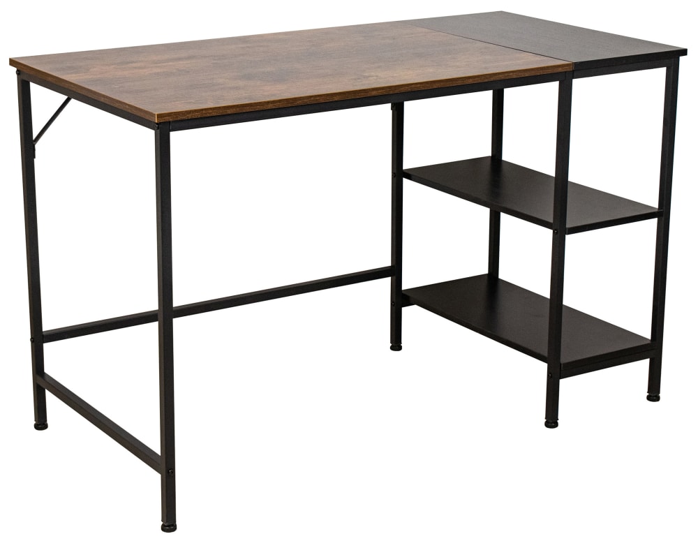 Wohnli Möbelsuche - Schreibtisch PC-Tisch mit Ablagen aus Holz schwarz/braun