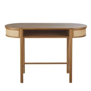 Wohnli Möbelsuche - Schreibtisch aus Akazienholz und Rattan