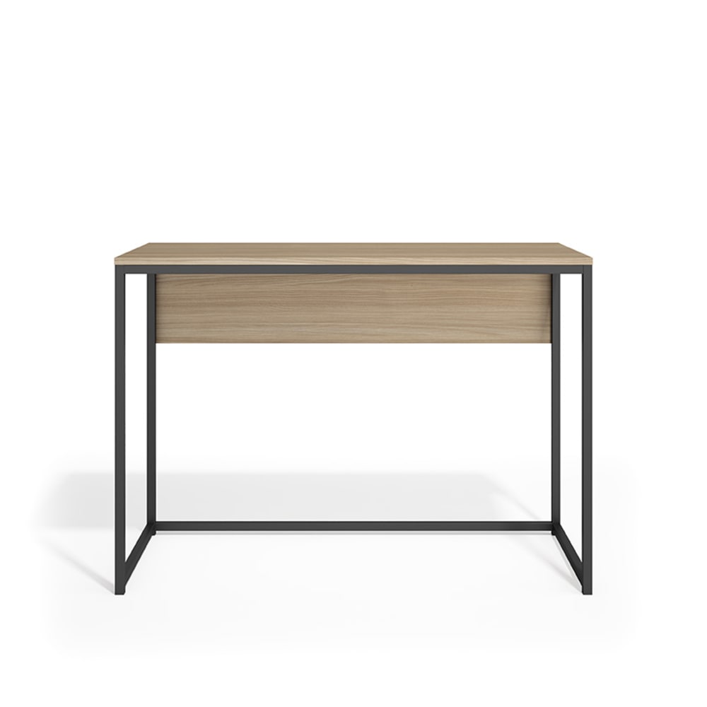 Wohnli Möbelsuche - Schreibtisch aus Melamin und Metall in Hell-Nussbaum 75x105x52 cm