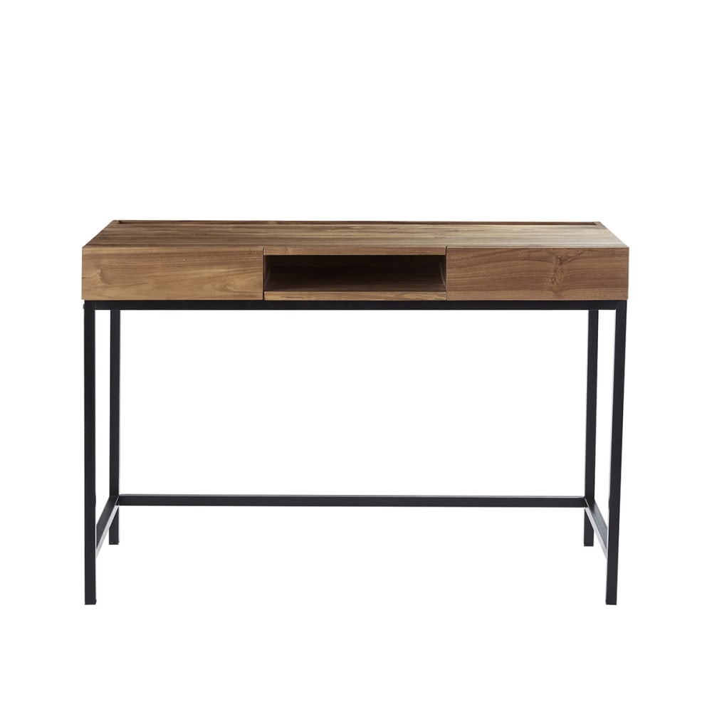 Wohnli Möbelsuche - Schreibtisch aus massivem Teakholz und Metall 120 cm