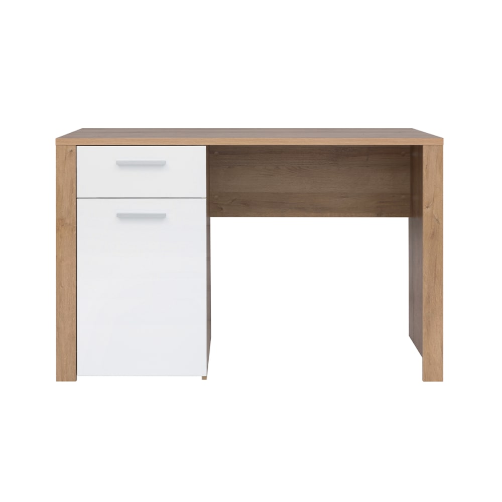 wohnli-moebel-suche-Schreibtisch-mit-1-Schublade-und-1-Tuer-Weiss-und-Holzoptik-56cm Wohnli Möbelsuche - Schreibtisch mit 1 Schublade und 1 Tür