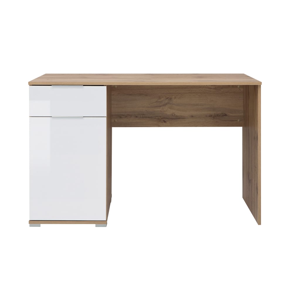 wohnli-moebel-suche-Schreibtisch-mit-1-Schublade-und-1-Tuer-Weiss-und-Holzoptik-60cm Wohnli Möbelsuche - Schreibtisch mit 1 Schublade und 1 Tür