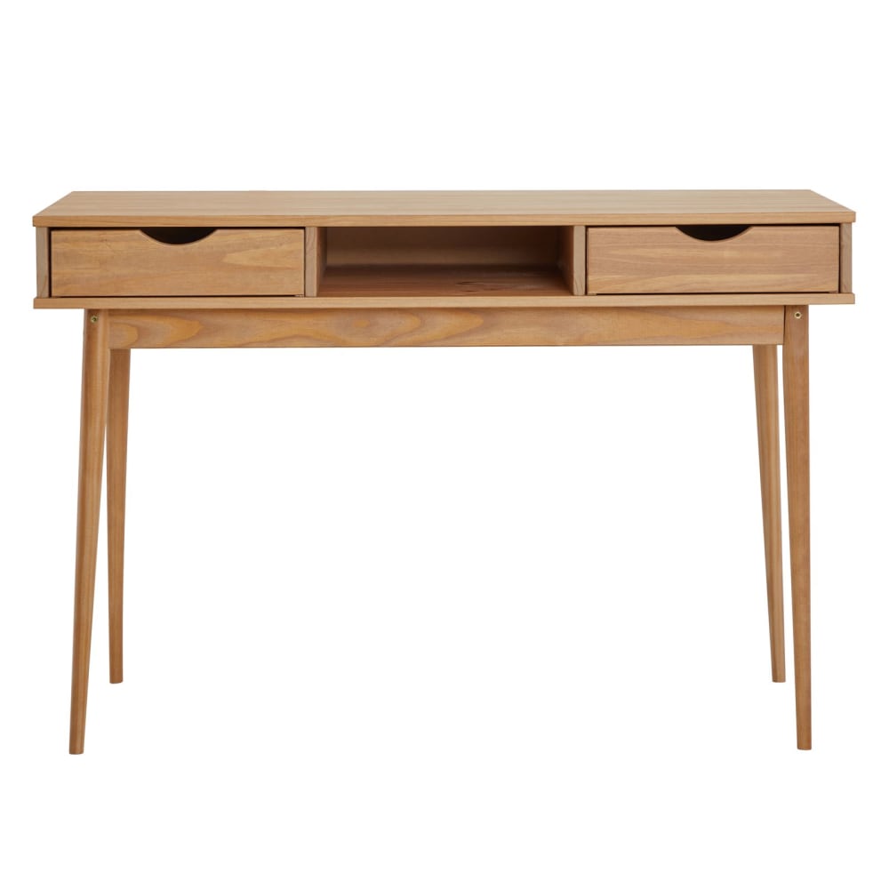 wohnli-moebel-suche-Schreibtisch-mit-2-Schubladen-aus-Massivholz-braun Wohnli Möbelsuche - Schreibtisch mit 2 Schubladen aus Massivholz