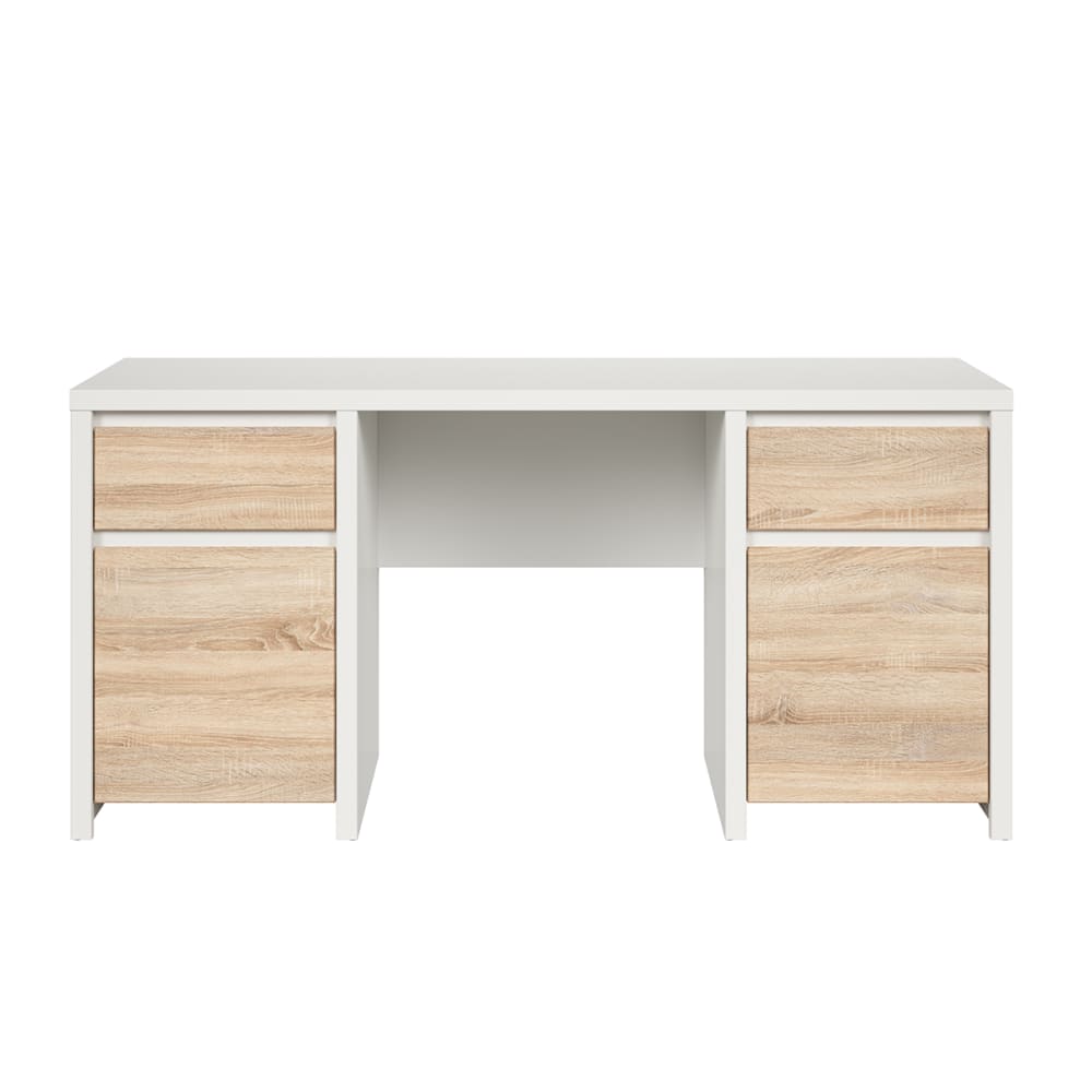 wohnli-moebel-suche-Schreibtisch-mit-2-Schubladen-und-2-Tueren-Holzoptik-und-Weiss-65cm Wohnli Möbelsuche - Schreibtisch mit 2 Schubladen und 2 Türen