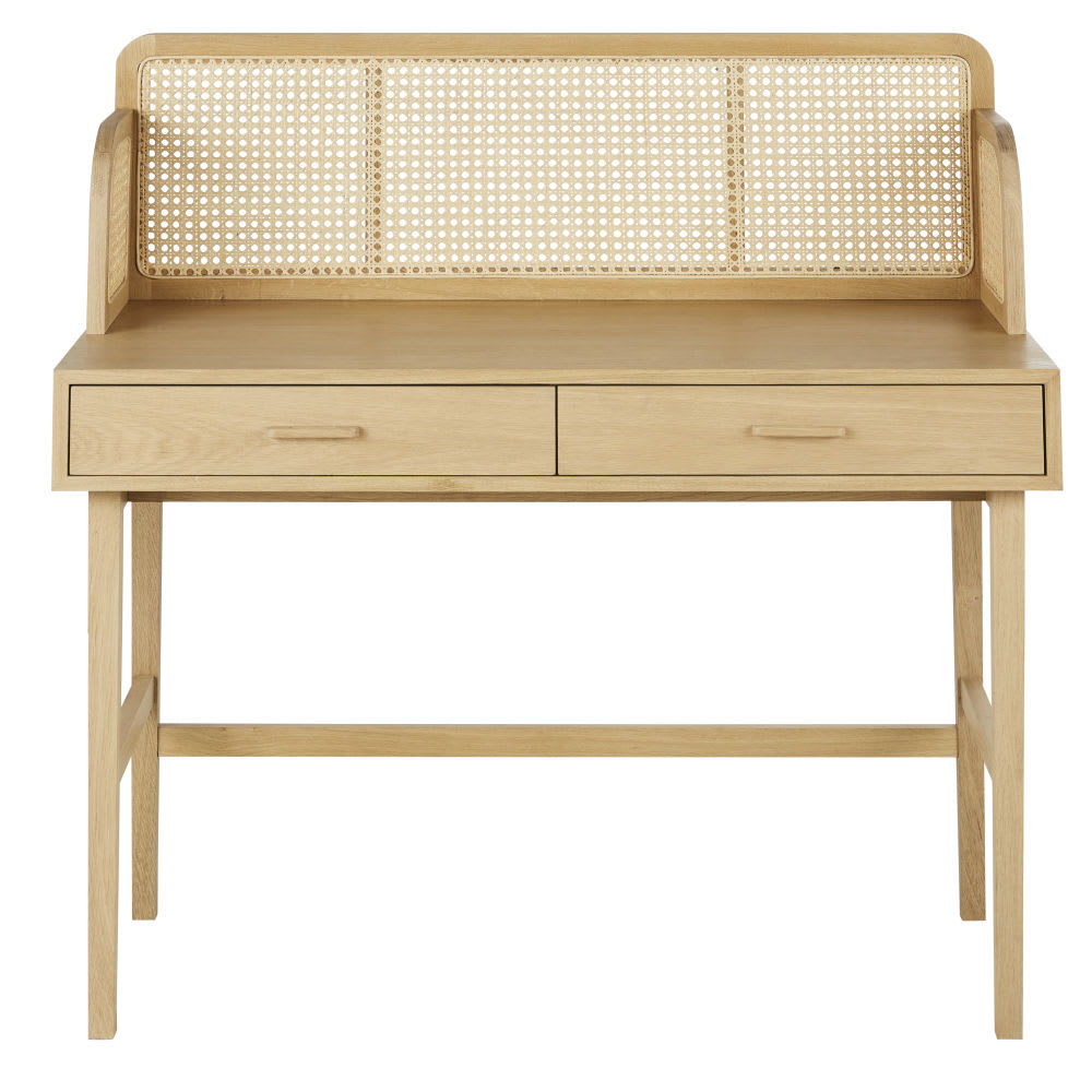 Wohnli Möbelsuche - Schreibtisch mit 2Schubladen aus Rattangeflecht